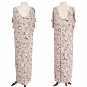 Floral Boho Maxi Dress 2XL Cottagecore Lagenlook Feminine Casual Soft Comfy